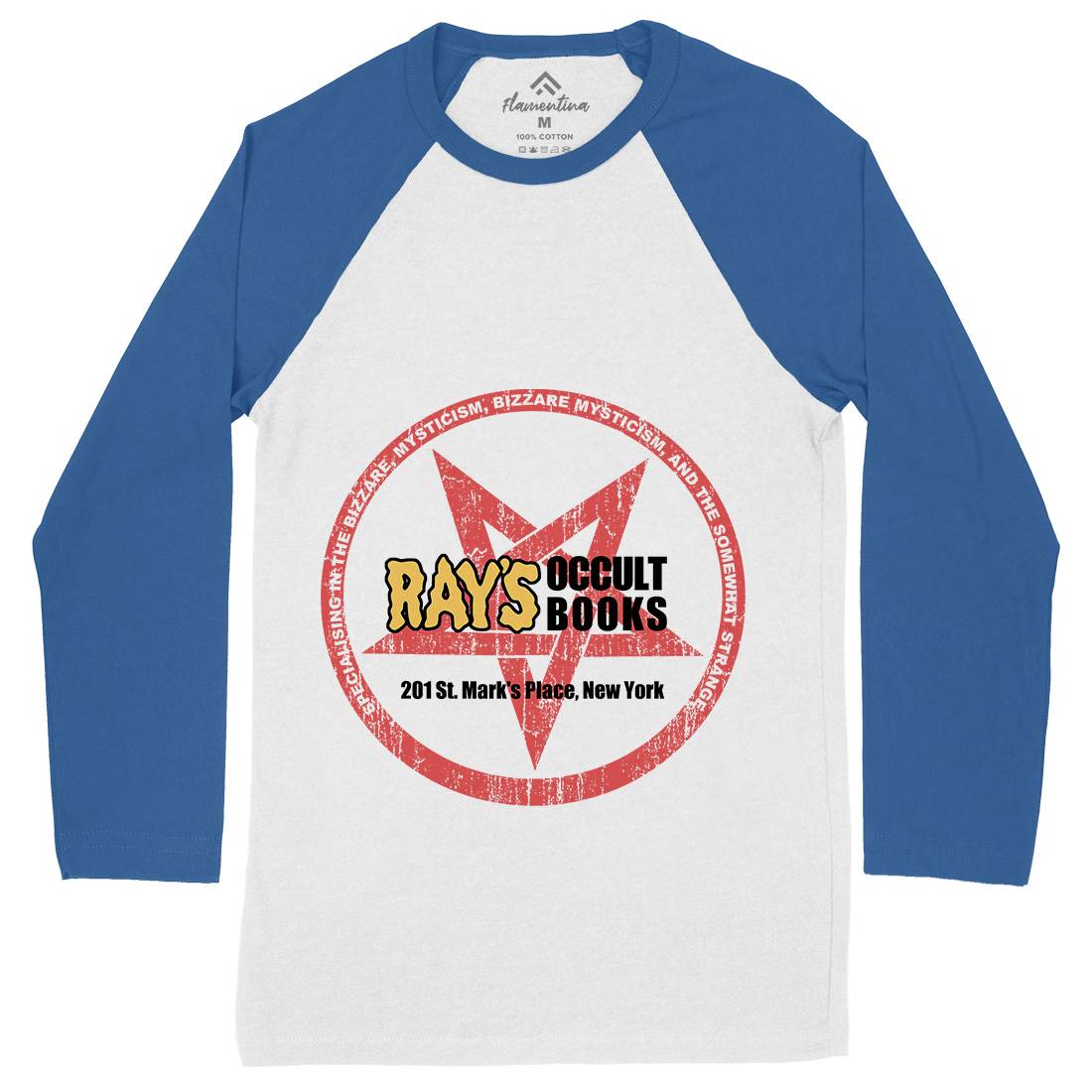 Rays Occult Books Mens Long Sleeve Baseball T-Shirt Horror D395