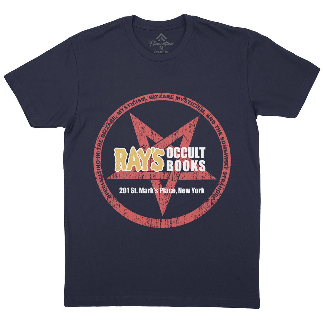 Rays Occult Books Mens Organic Crew Neck T-Shirt Horror D395