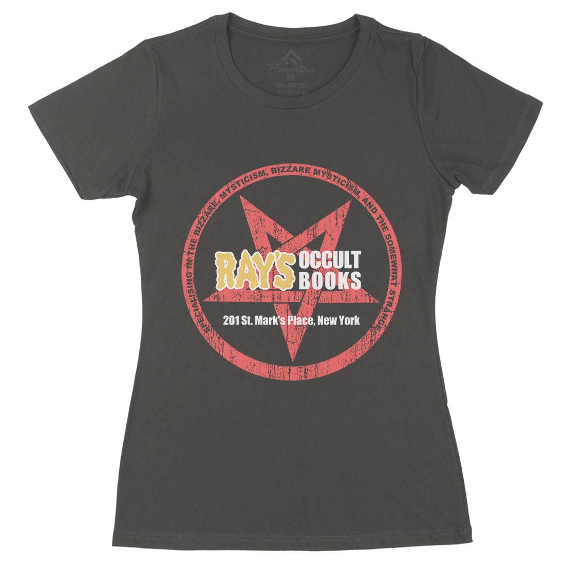Rays Occult Books Womens Organic Crew Neck T-Shirt Horror D395