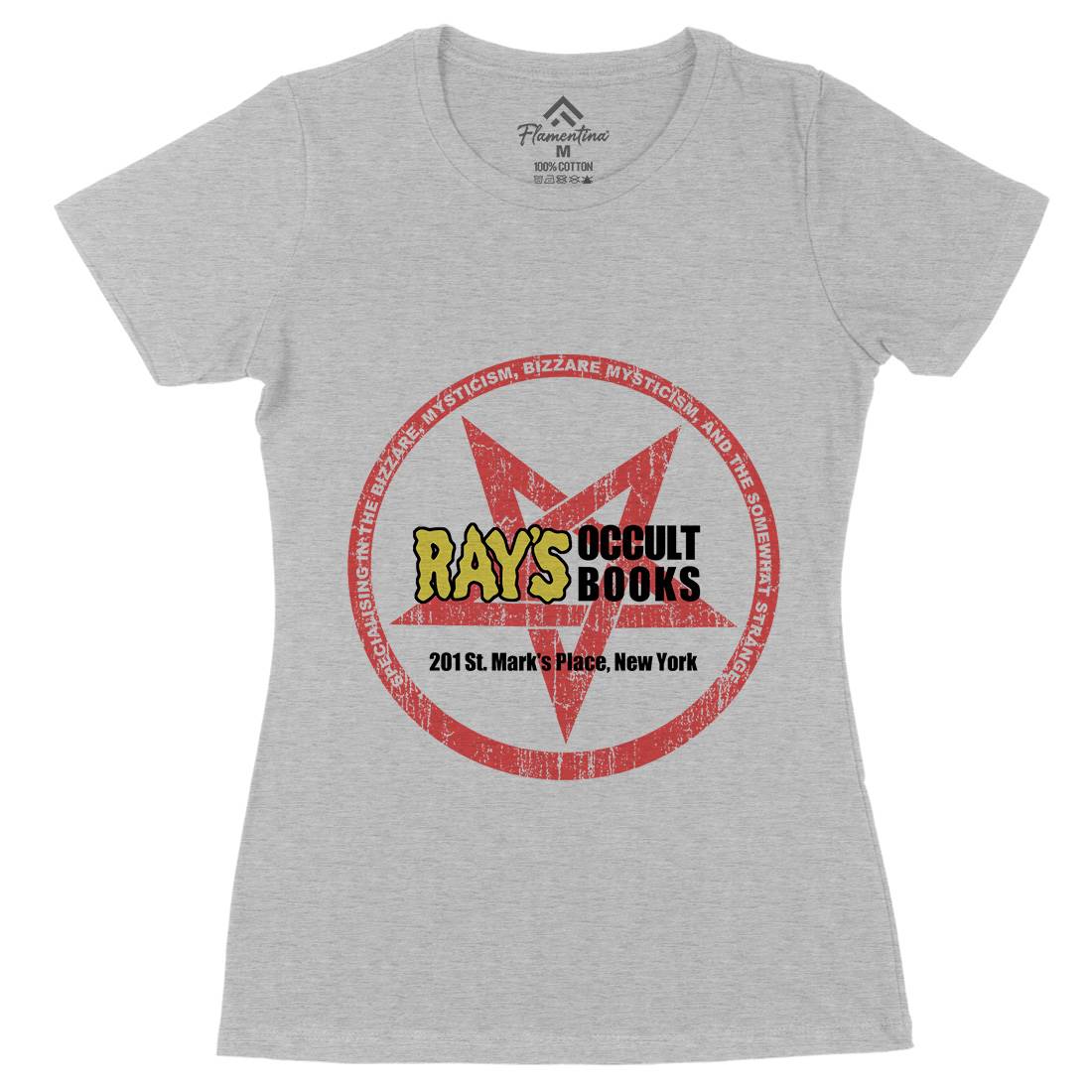 Rays Occult Books Womens Organic Crew Neck T-Shirt Horror D395