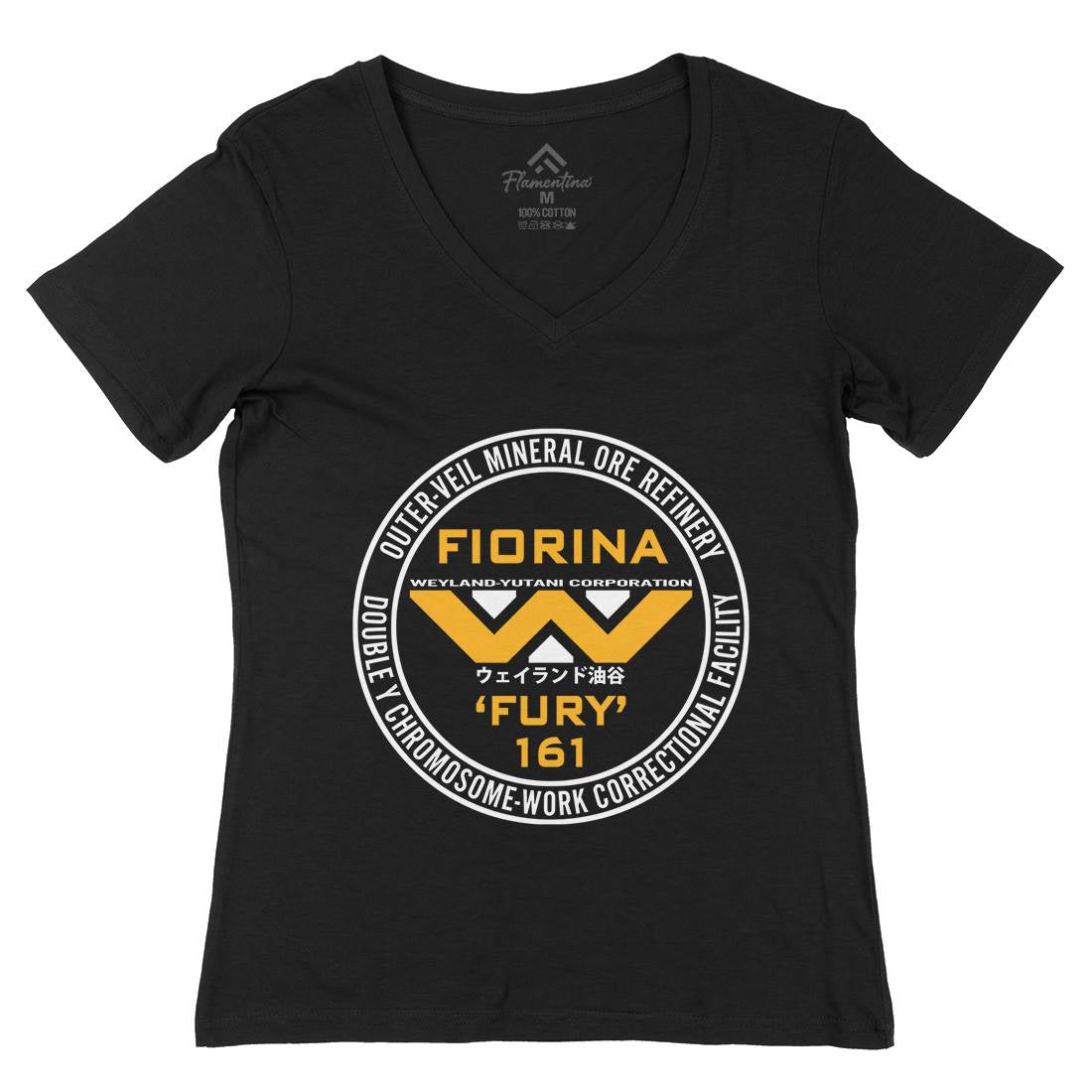 Fiorina Fury Womens Organic V-Neck T-Shirt Space D397