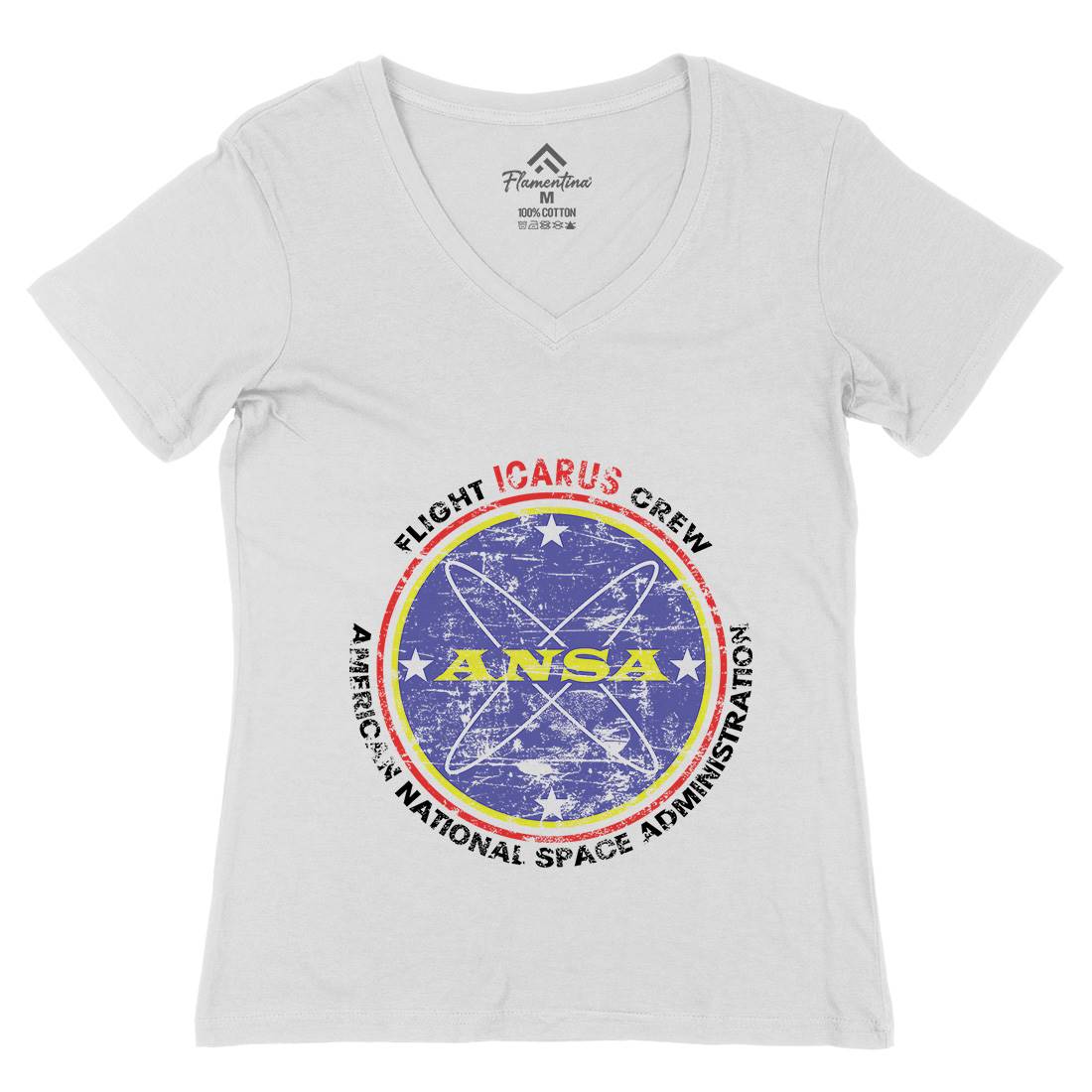 Ansa Womens Organic V-Neck T-Shirt Space D400
