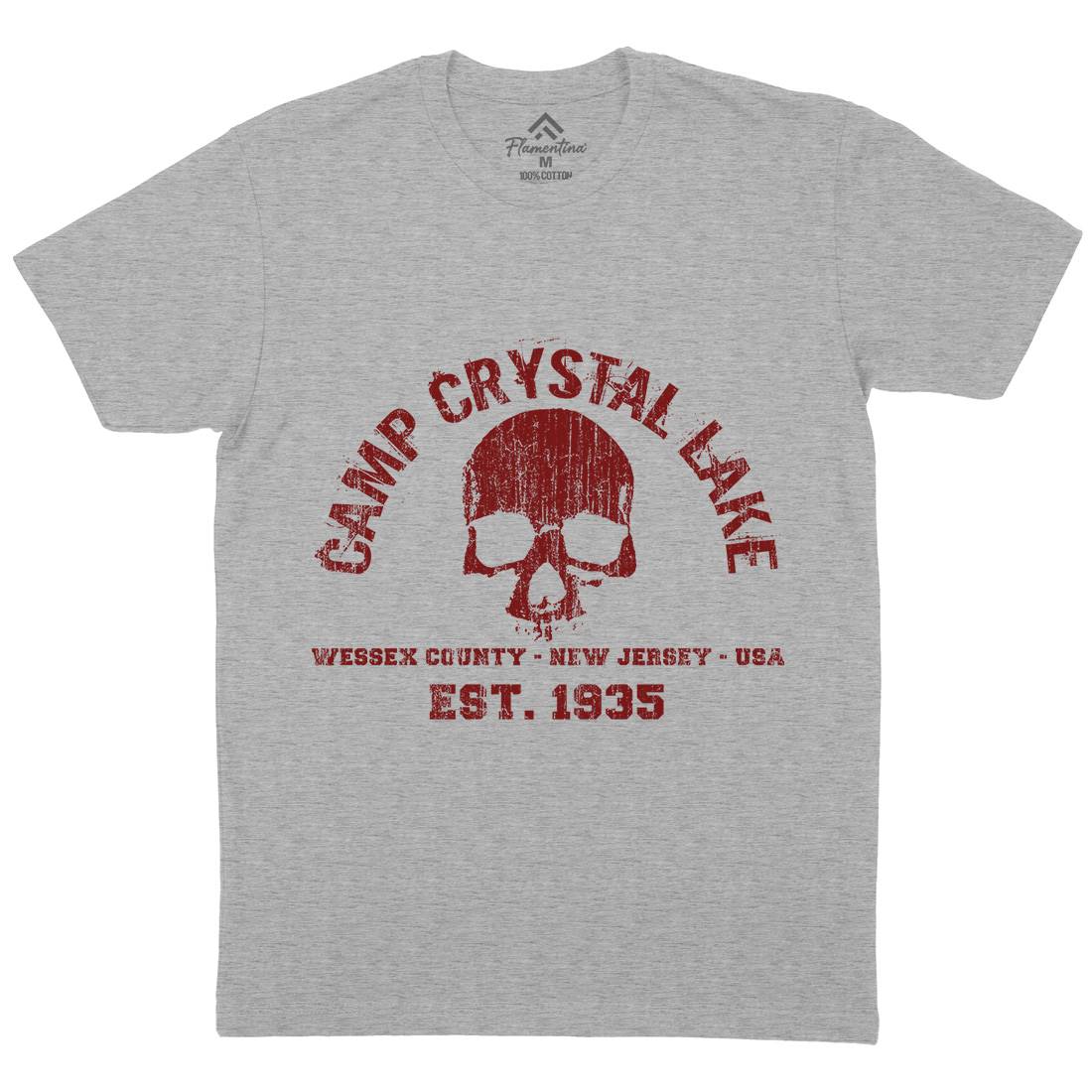 Camp Crystal Lake Mens Organic Crew Neck T-Shirt Horror D401