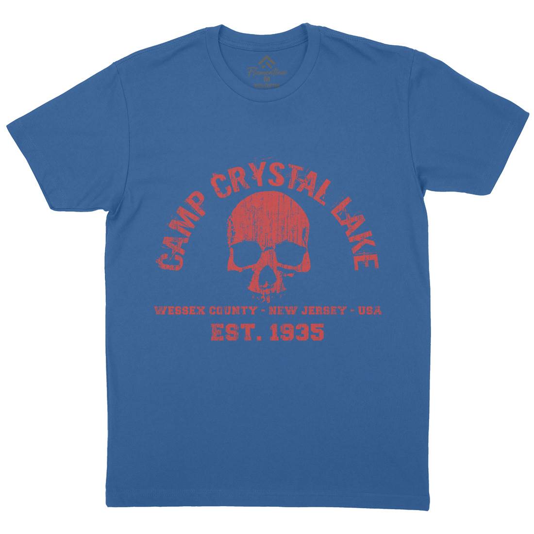 Camp Crystal Lake Mens Organic Crew Neck T-Shirt Horror D401