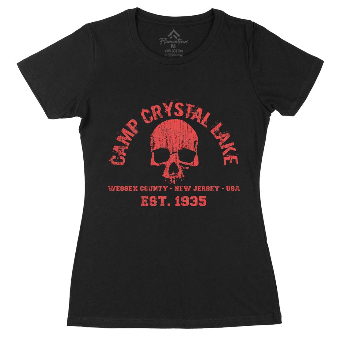 Camp Crystal Lake Womens Organic Crew Neck T-Shirt Horror D401