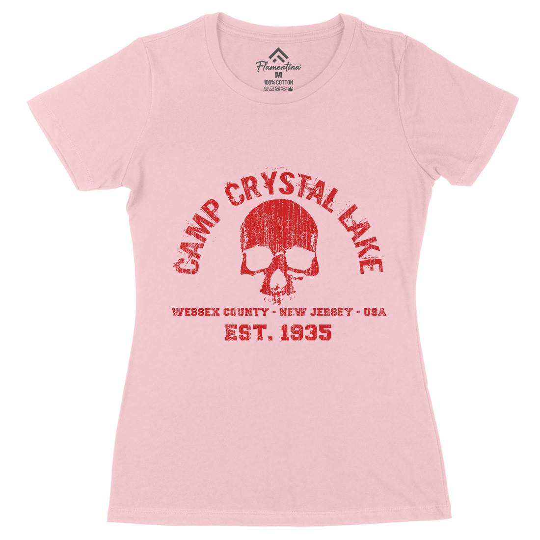 Camp Crystal Lake Womens Organic Crew Neck T-Shirt Horror D401