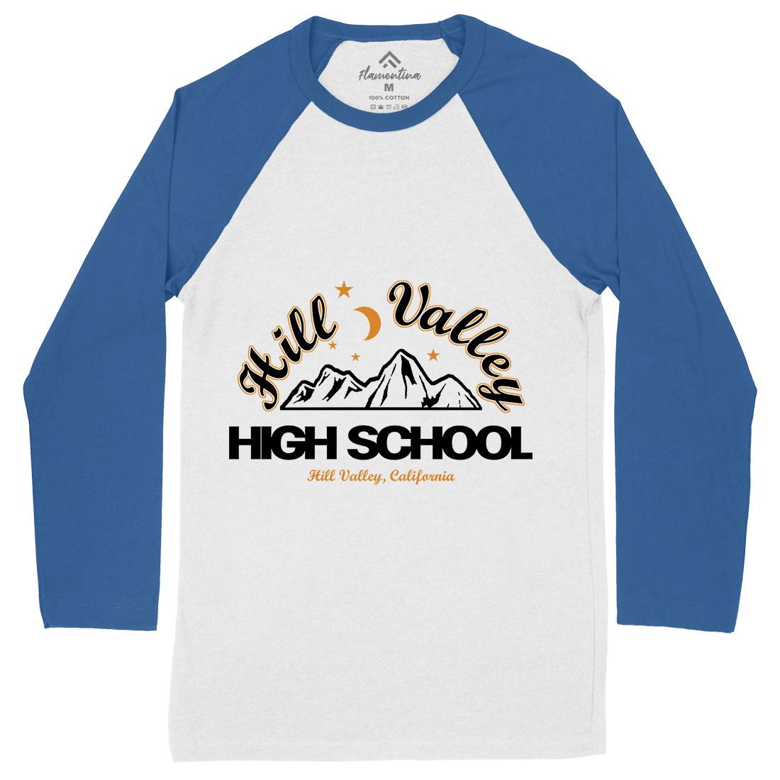 Hill Valley Mens Long Sleeve Baseball T-Shirt Space D402
