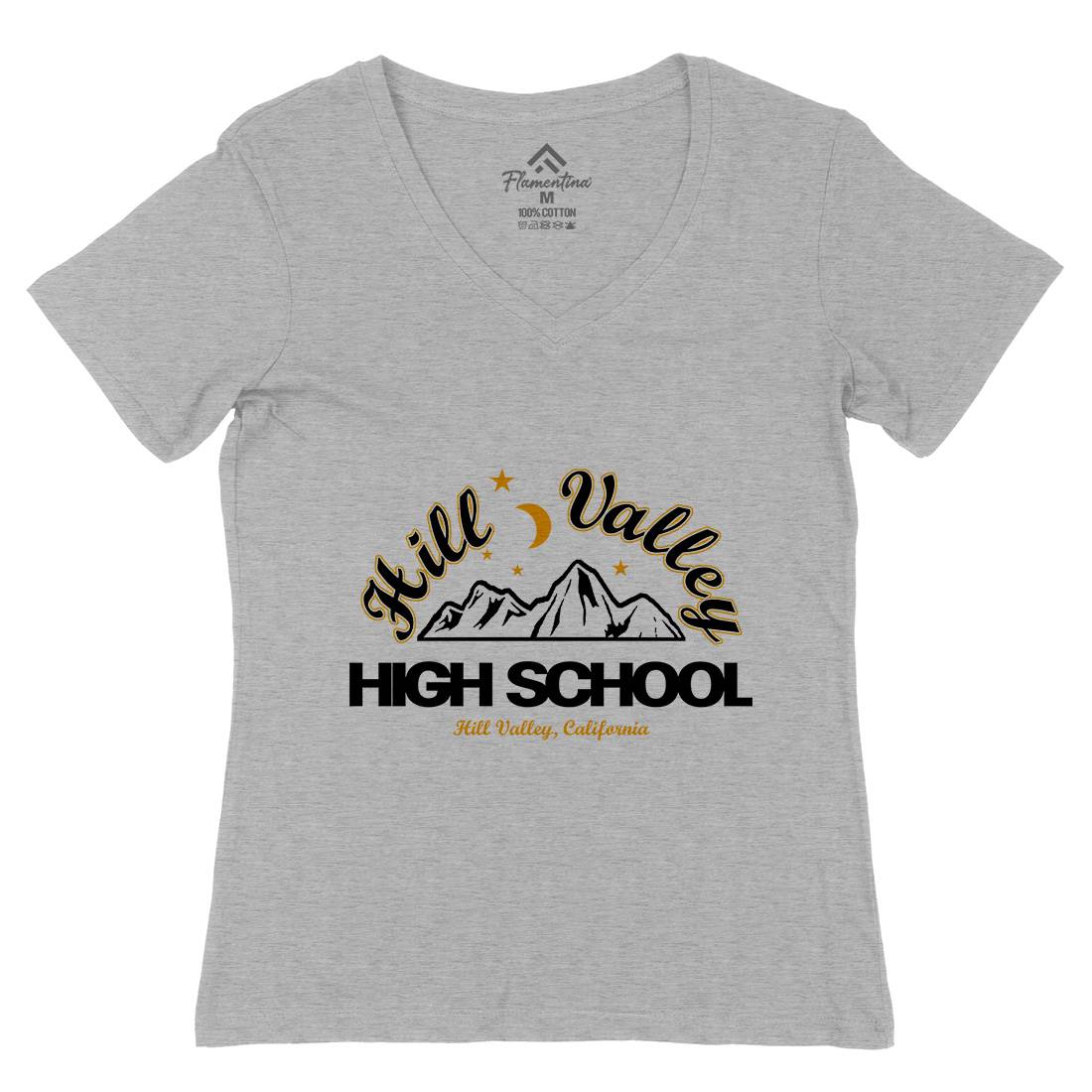 Hill Valley Womens Organic V-Neck T-Shirt Space D402