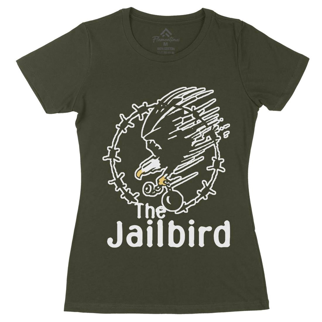 The Jailbird Womens Organic Crew Neck T-Shirt Army D403