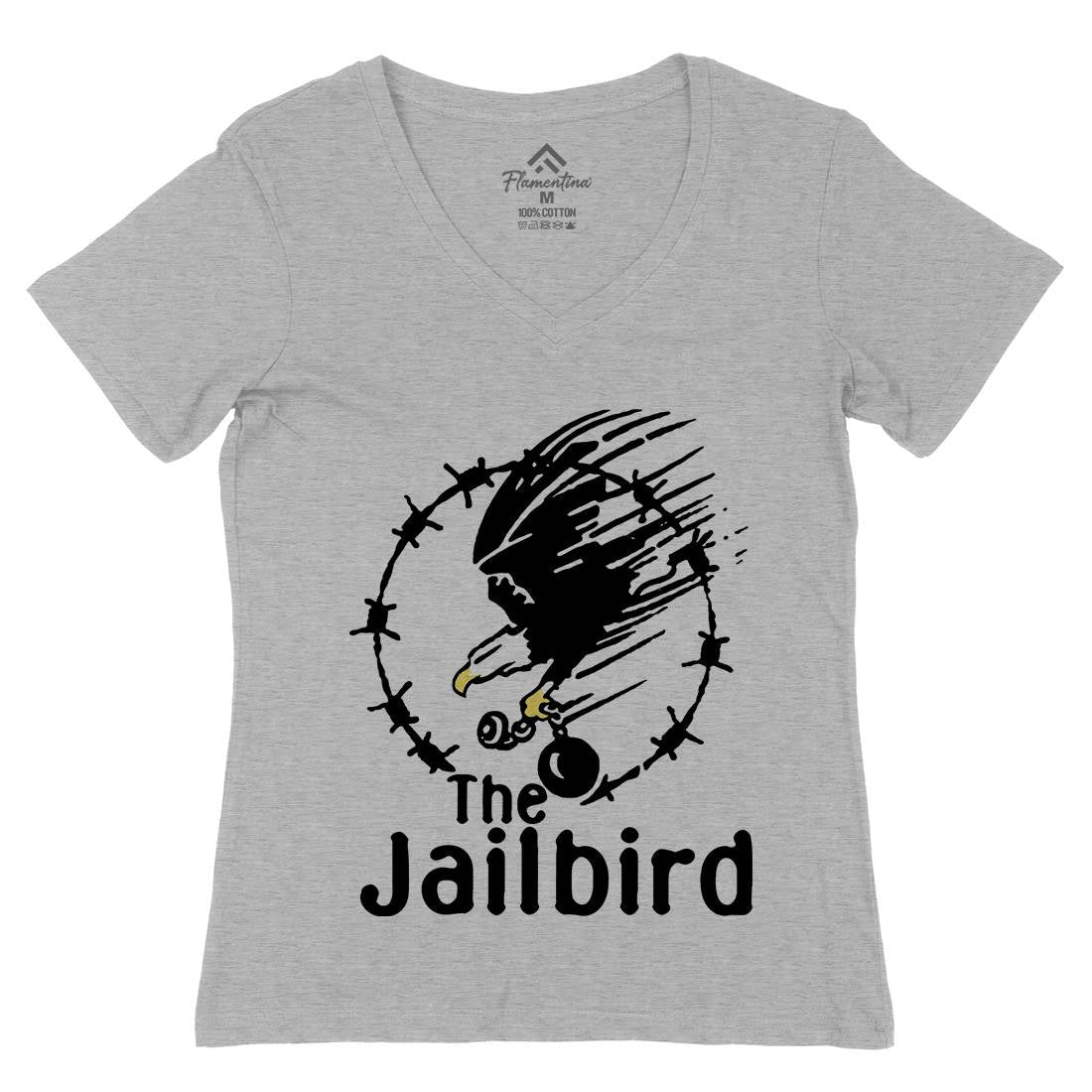 The Jailbird Womens Organic V-Neck T-Shirt Army D403