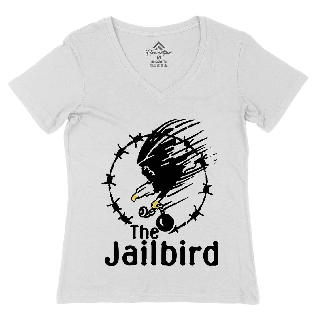The Jailbird Womens Organic V-Neck T-Shirt Army D403