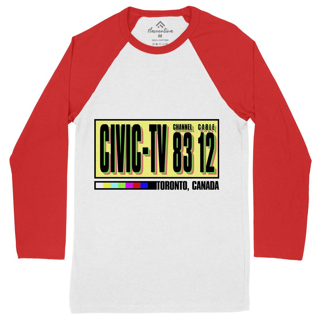 Civic-Tv Mens Long Sleeve Baseball T-Shirt Media D406