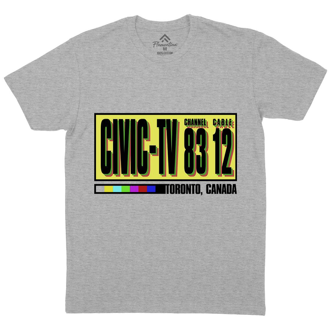 Civic-Tv Mens Organic Crew Neck T-Shirt Media D406