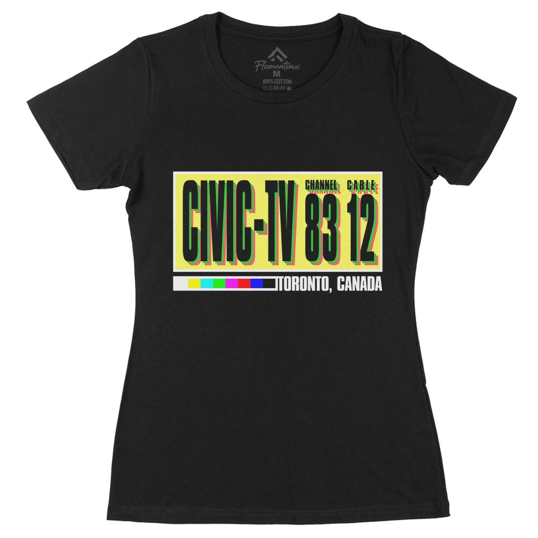 Civic-Tv Womens Organic Crew Neck T-Shirt Media D406