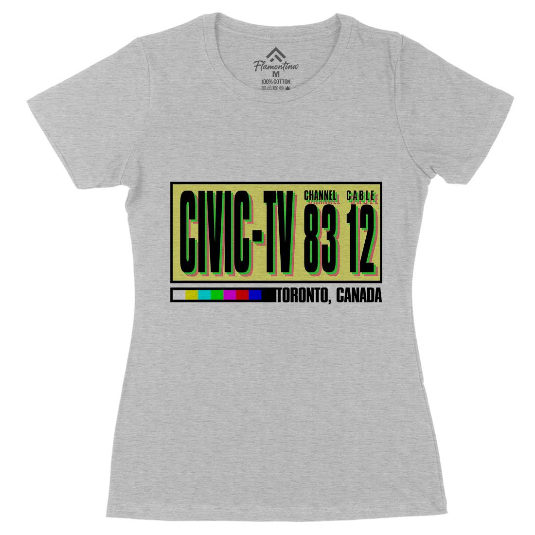 Civic-Tv Womens Organic Crew Neck T-Shirt Media D406