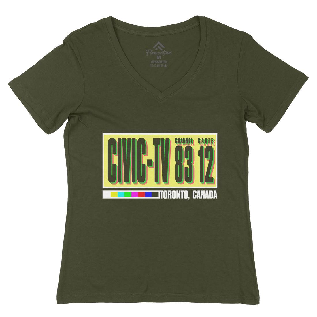 Civic-Tv Womens Organic V-Neck T-Shirt Media D406