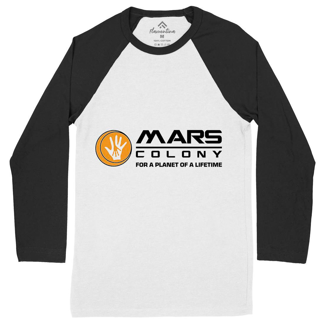 Mars Mens Long Sleeve Baseball T-Shirt Space D408