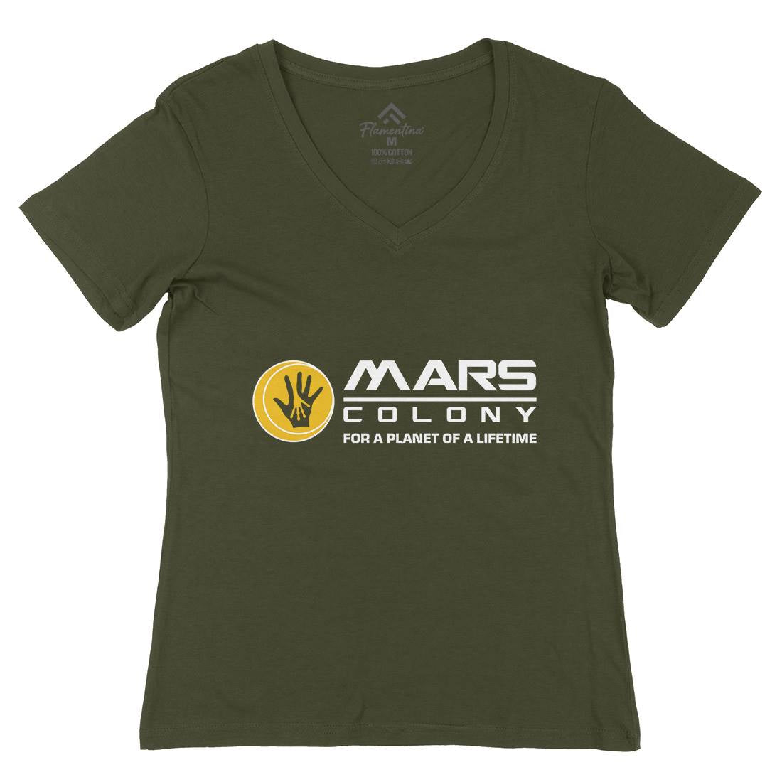Mars Womens Organic V-Neck T-Shirt Space D408