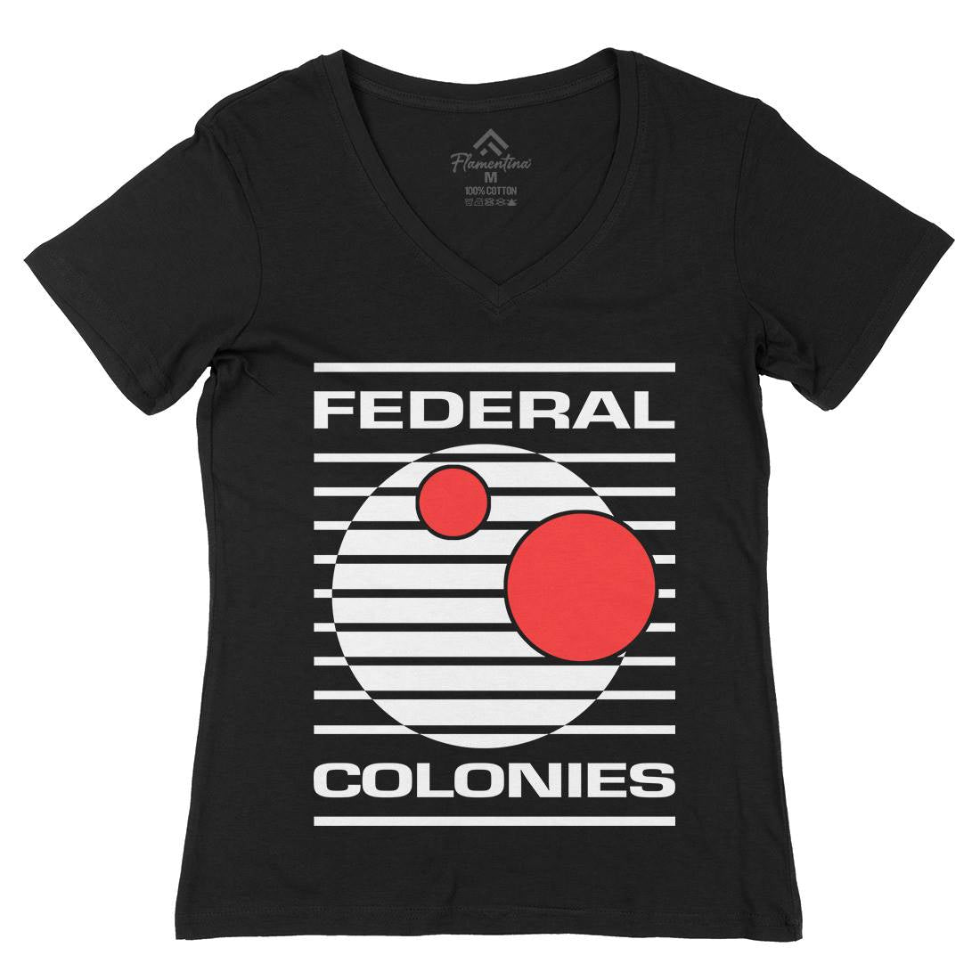 Federal Colonies Womens Organic V-Neck T-Shirt Space D409