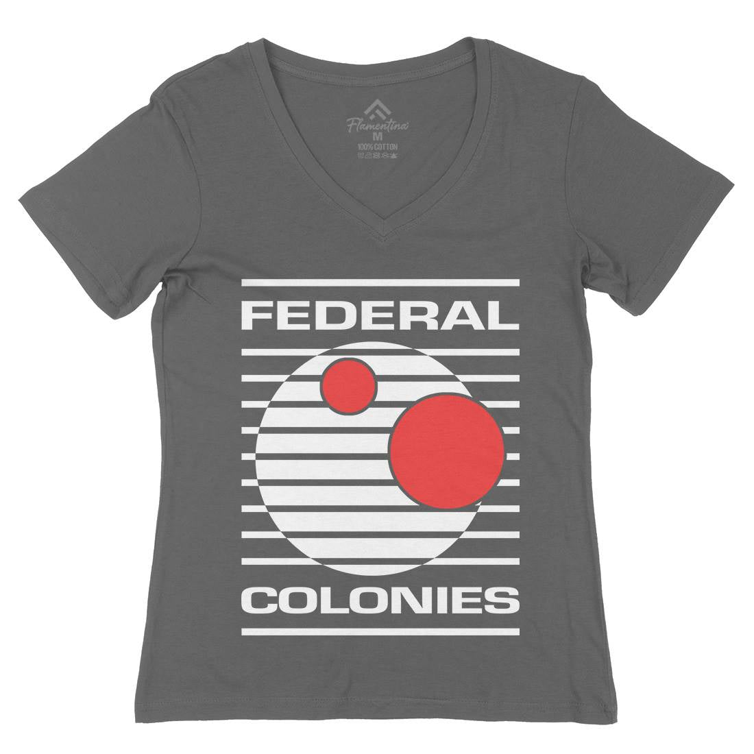 Federal Colonies Womens Organic V-Neck T-Shirt Space D409