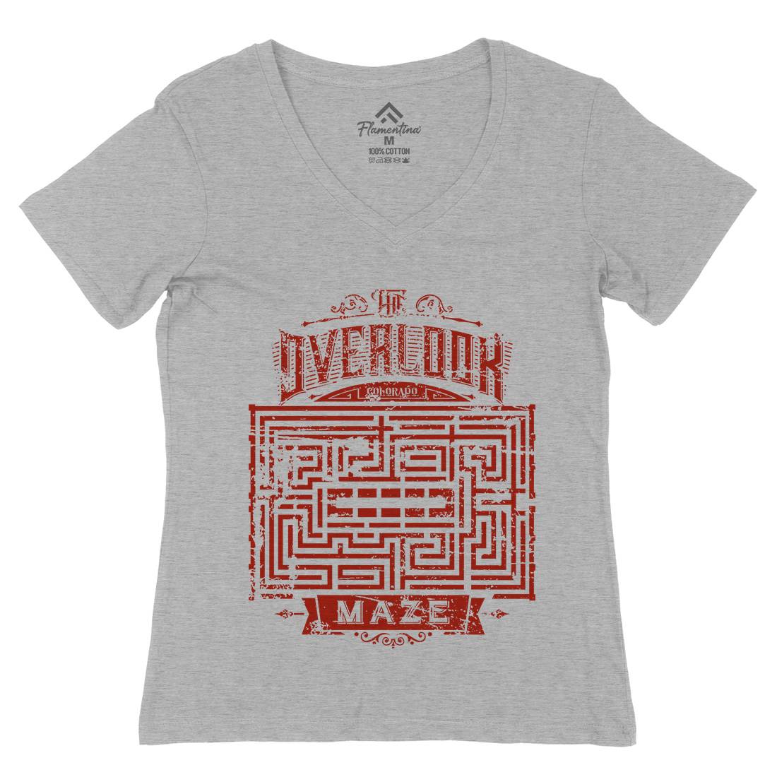 Overlook Maze Womens Organic V-Neck T-Shirt Horror D413