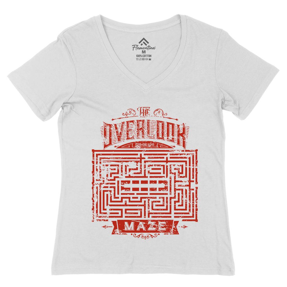 Overlook Maze Womens Organic V-Neck T-Shirt Horror D413