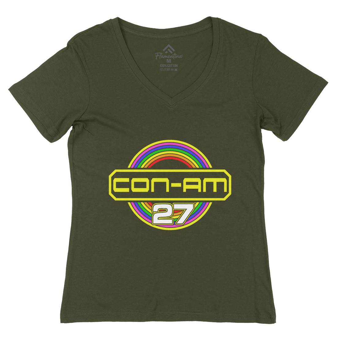 Con-Am 27 Womens Organic V-Neck T-Shirt Space D414
