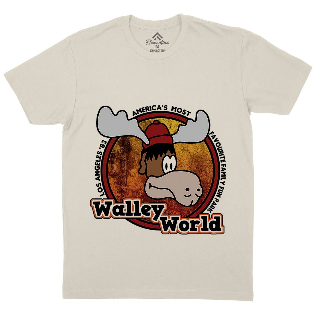Walley World Mens Organic Crew Neck T-Shirt Retro D415