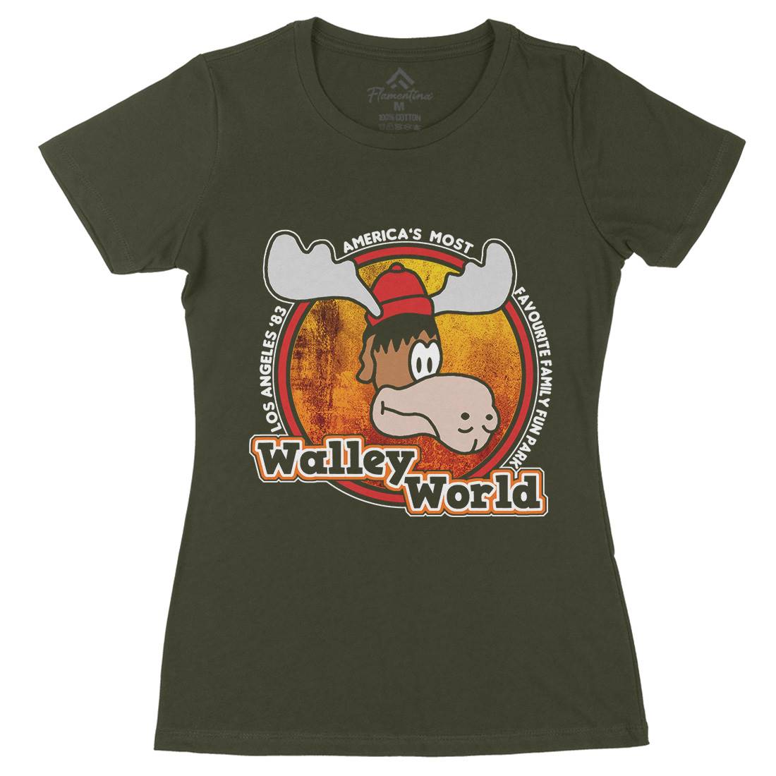 Walley World Womens Organic Crew Neck T-Shirt Retro D415