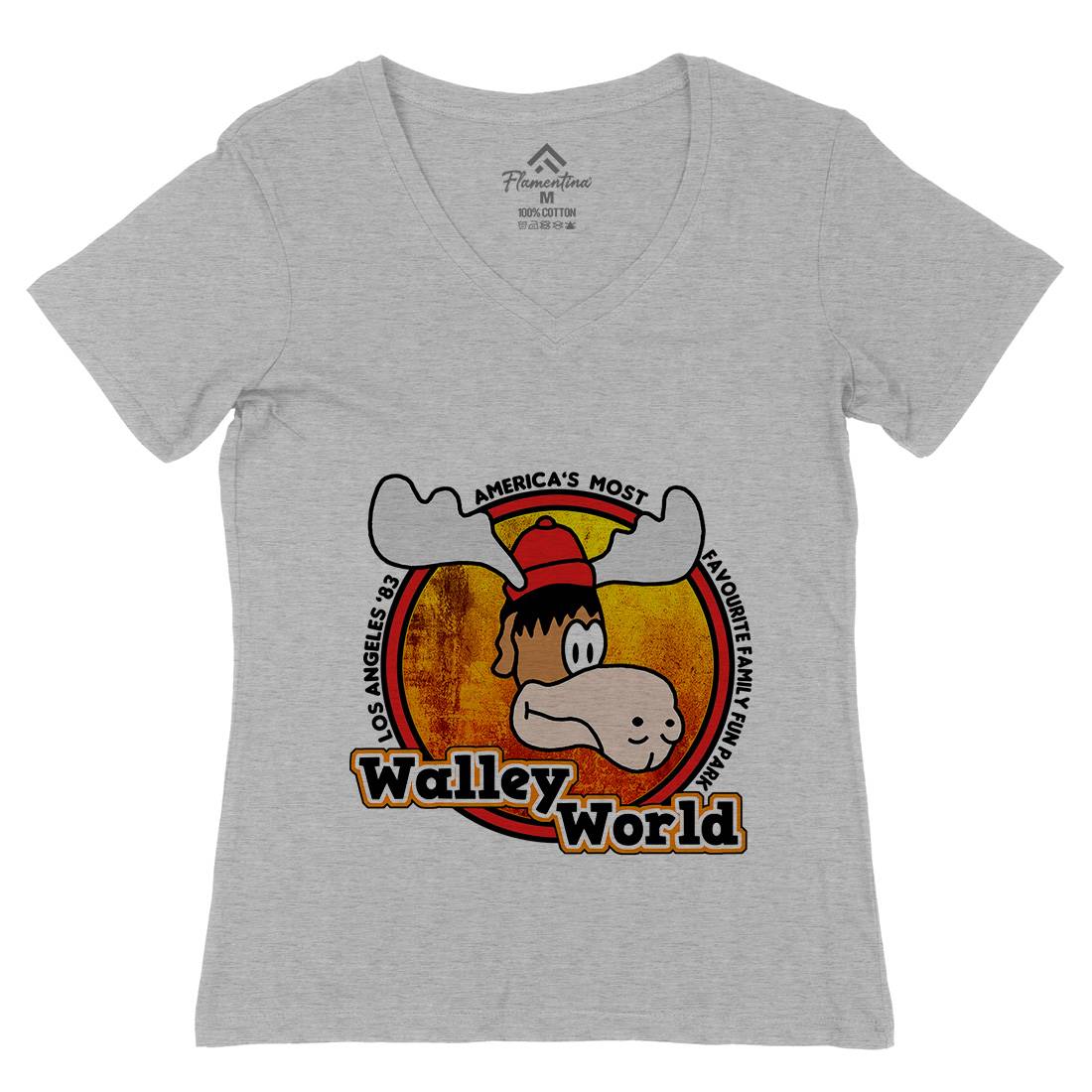 Walley World Womens Organic V-Neck T-Shirt Retro D415