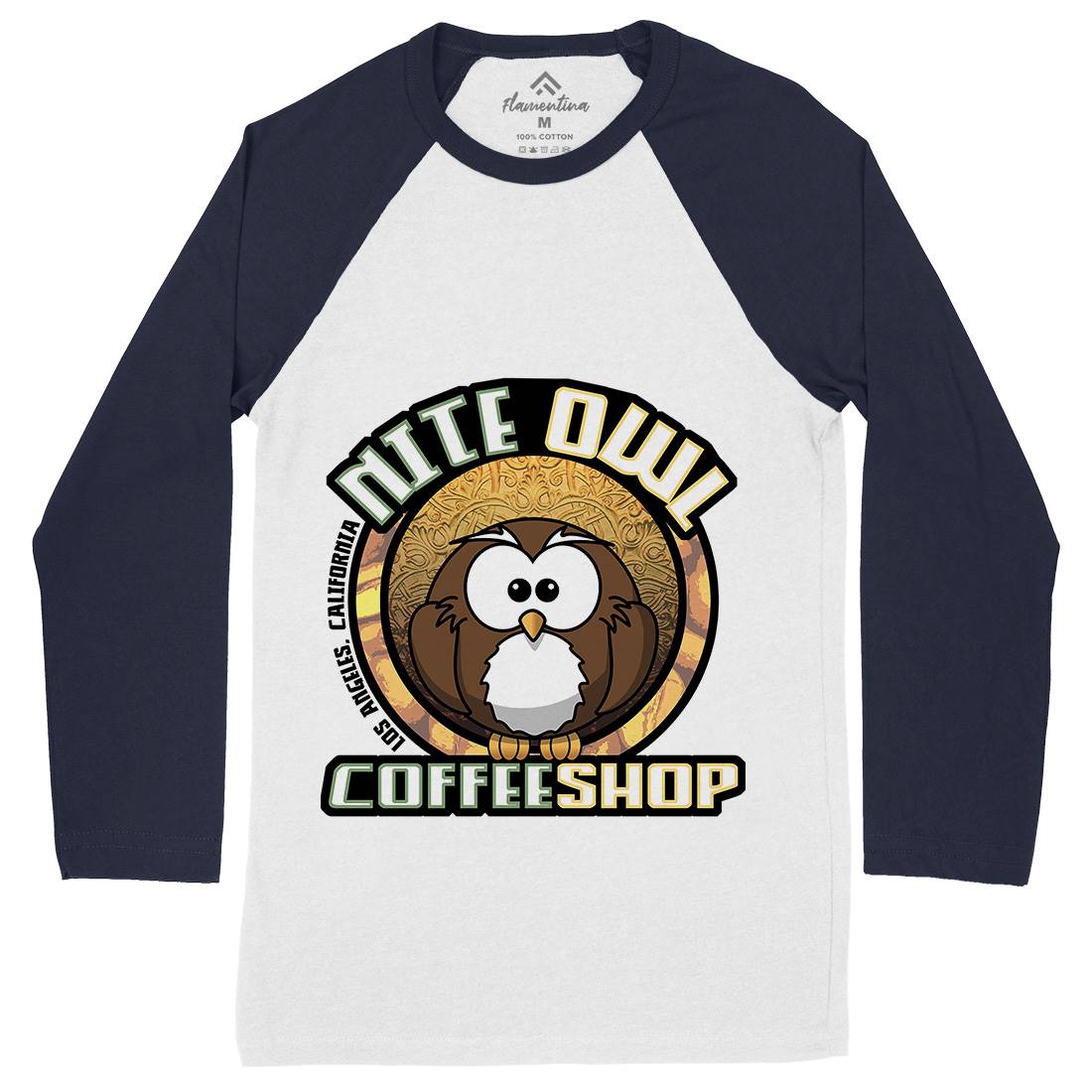 Nite Owl Mens Long Sleeve Baseball T-Shirt Drinks D416
