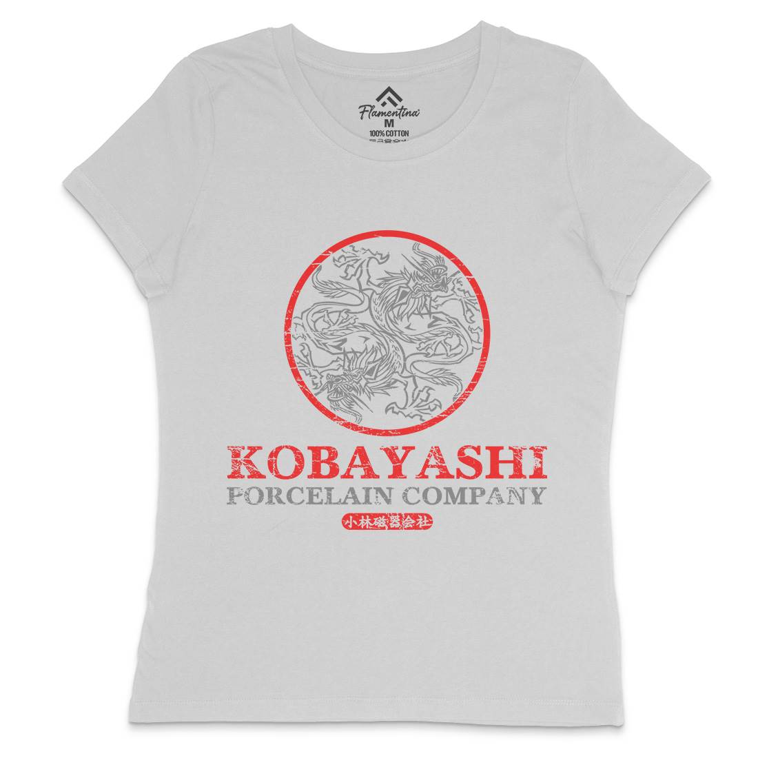 Kobayashi Porcelain Womens Crew Neck T-Shirt Asian D417