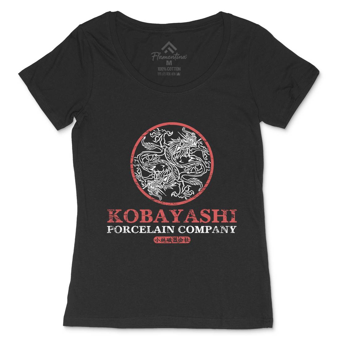 Kobayashi Porcelain Womens Scoop Neck T-Shirt Asian D417