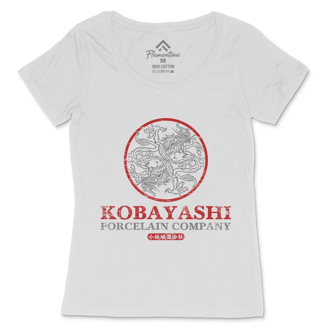 Kobayashi Porcelain Womens Scoop Neck T-Shirt Asian D417