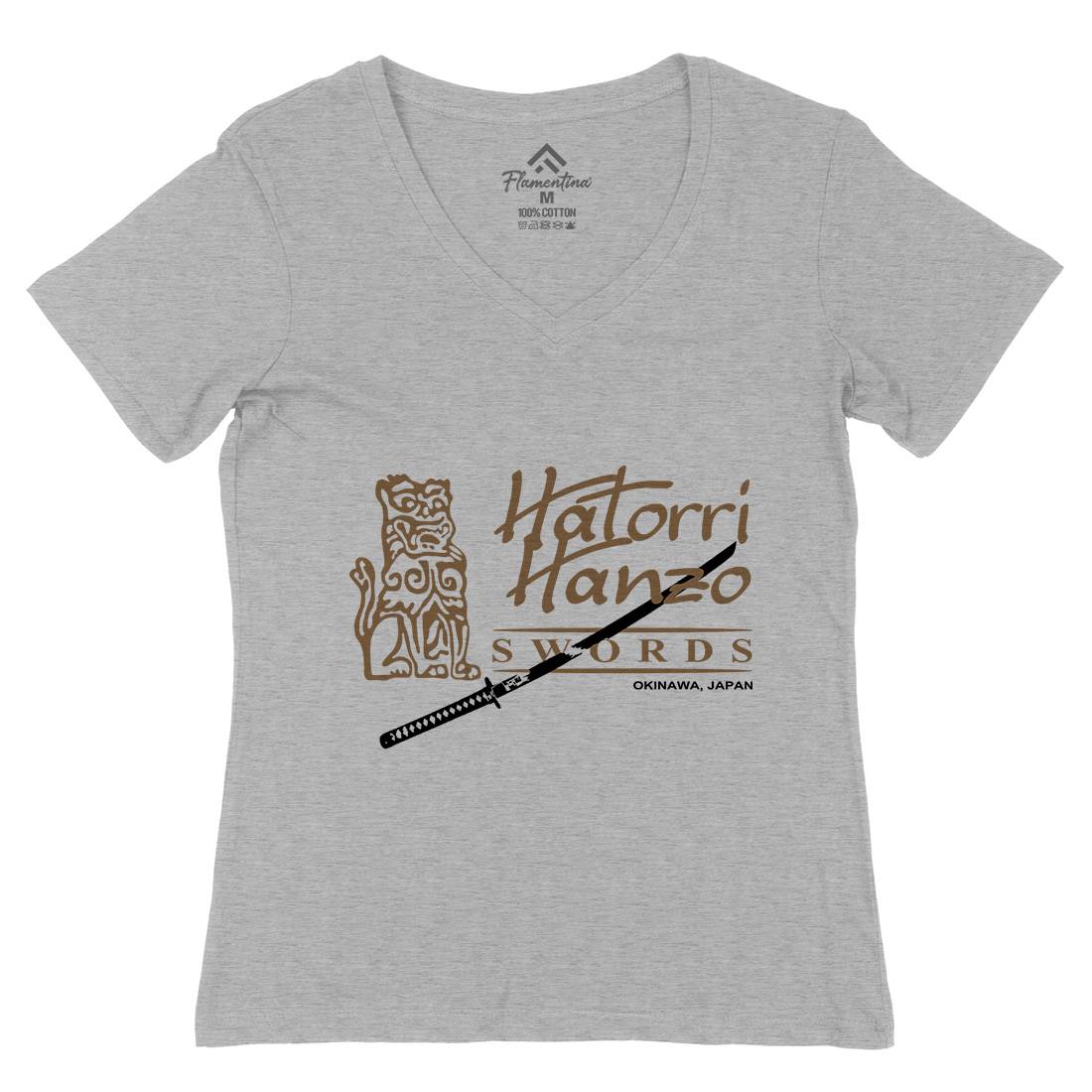 Hattori Hanzo Womens Organic V-Neck T-Shirt Asian D418