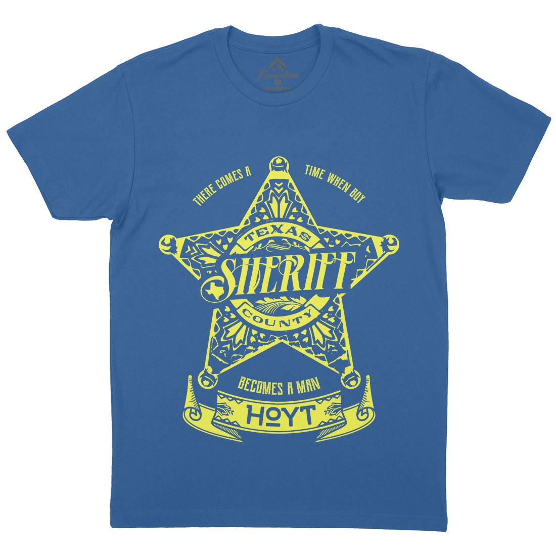 Sheriff Hoyt Mens Organic Crew Neck T-Shirt Retro D421