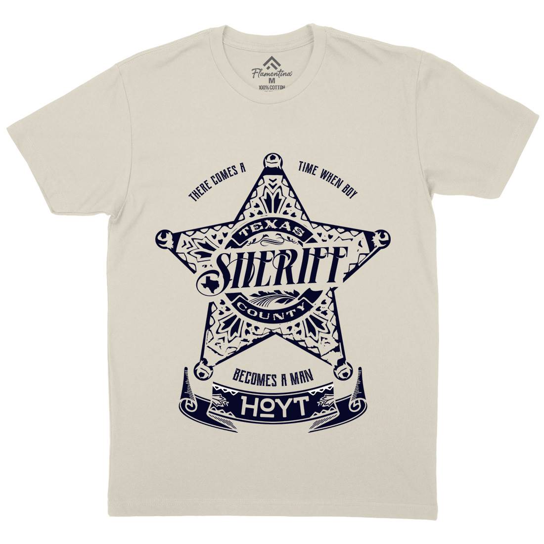 Sheriff Hoyt Mens Organic Crew Neck T-Shirt Retro D421