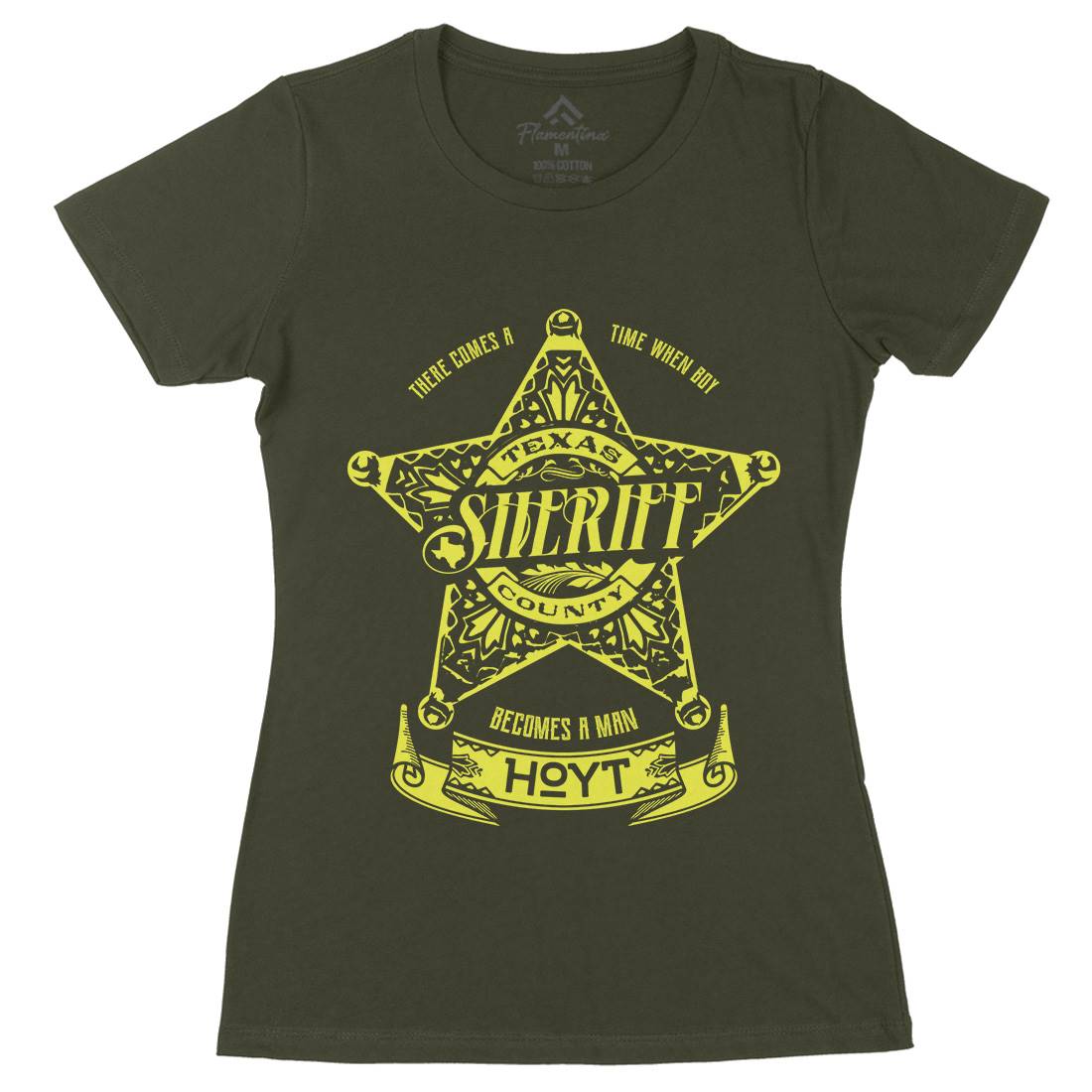Sheriff Hoyt Womens Organic Crew Neck T-Shirt Retro D421