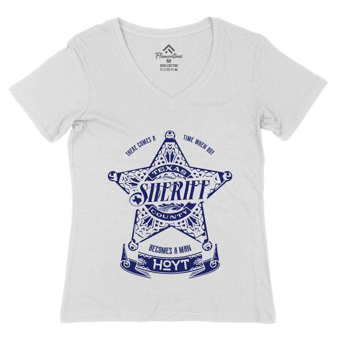Sheriff Hoyt Womens Organic V-Neck T-Shirt Retro D421