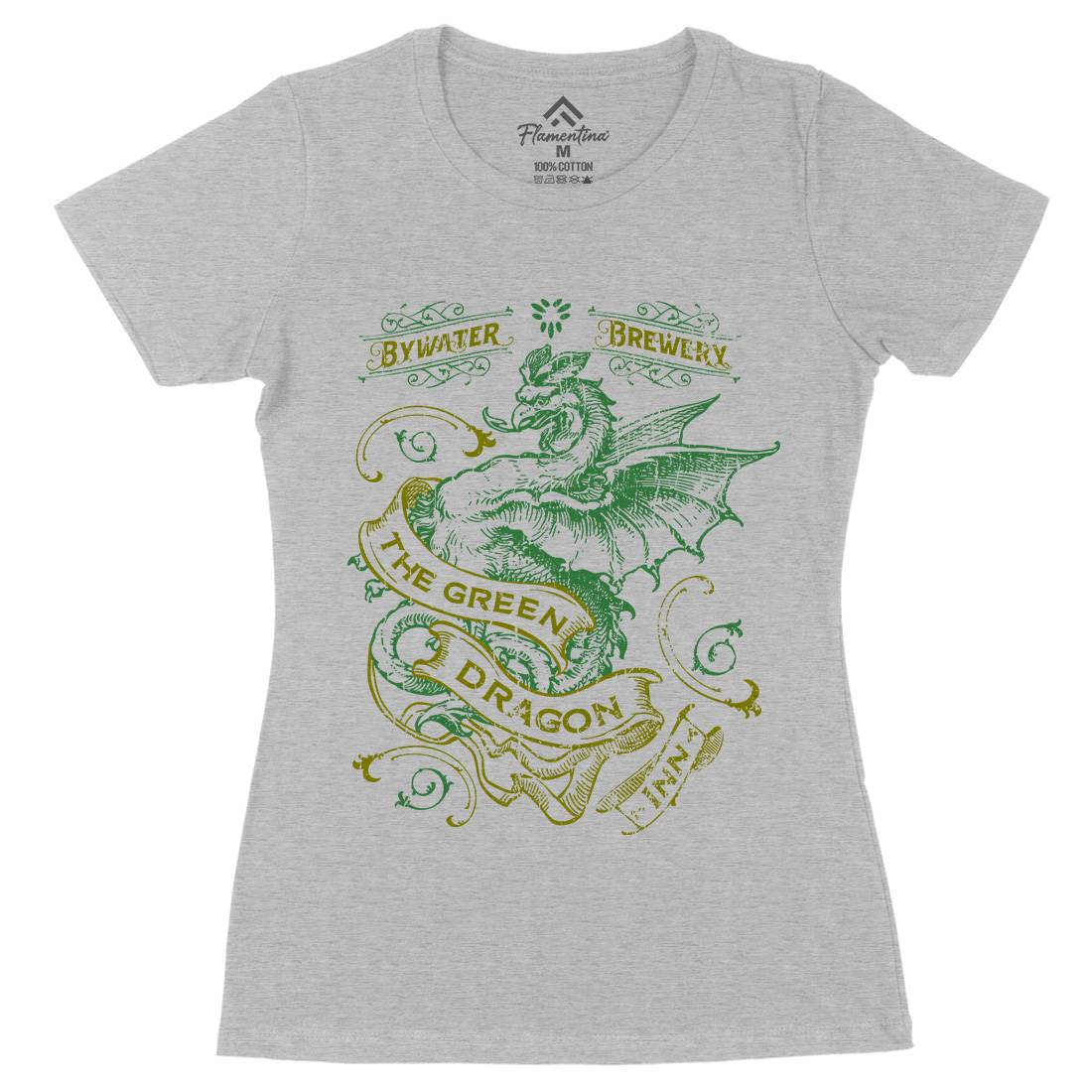 Green Dragon Inn Womens Organic Crew Neck T-Shirt Drinks D422