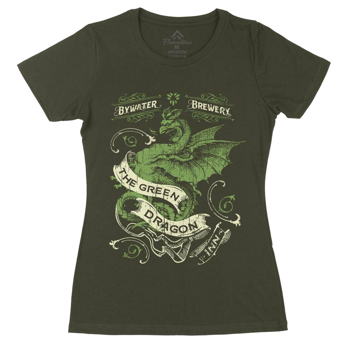 Green Dragon Inn Womens Organic Crew Neck T-Shirt Drinks D422