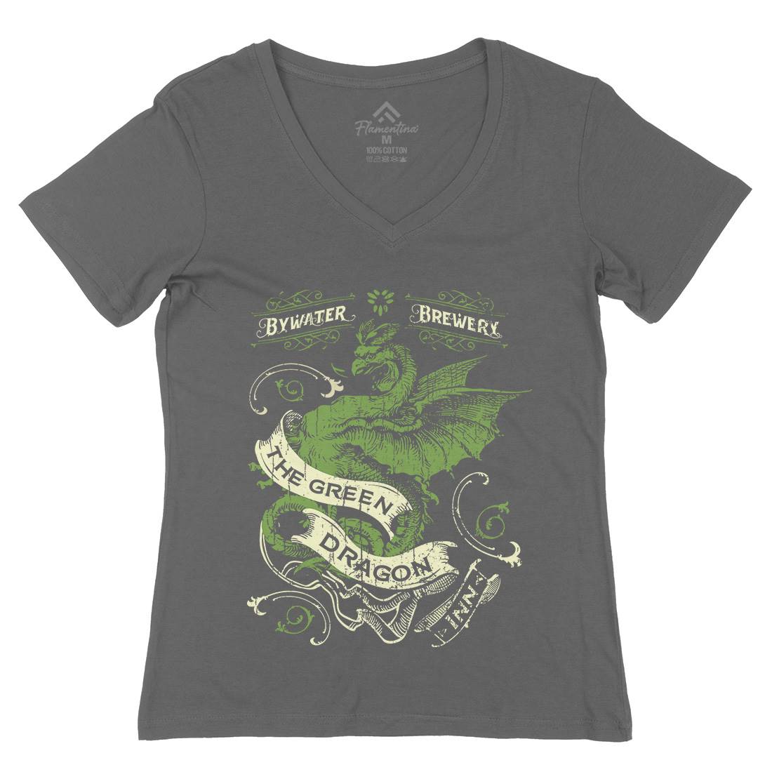 Green Dragon Inn Womens Organic V-Neck T-Shirt Drinks D422