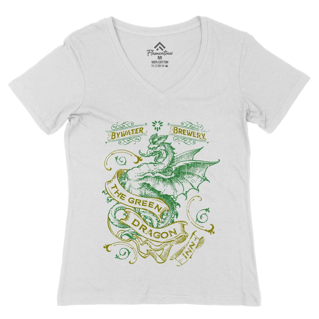 Green Dragon Inn Womens Organic V-Neck T-Shirt Drinks D422