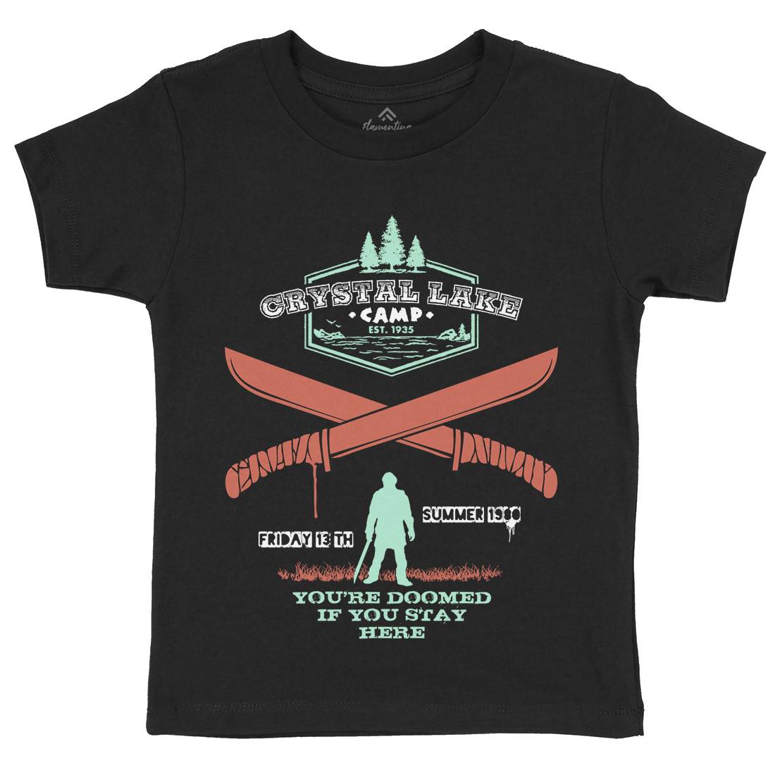 Camp Crystal Lake Kids Organic Crew Neck T-Shirt Horror D423