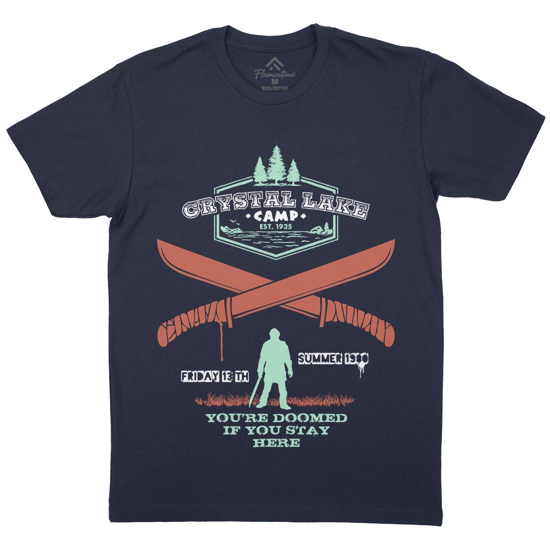 Camp Crystal Lake Mens Crew Neck T-Shirt Horror D423