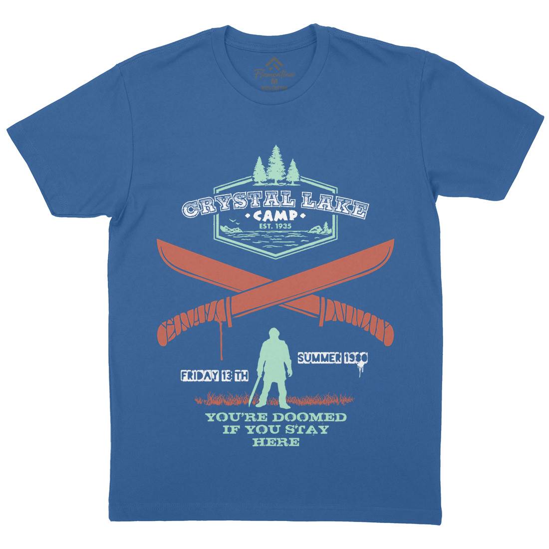 Camp Crystal Lake Mens Organic Crew Neck T-Shirt Horror D423