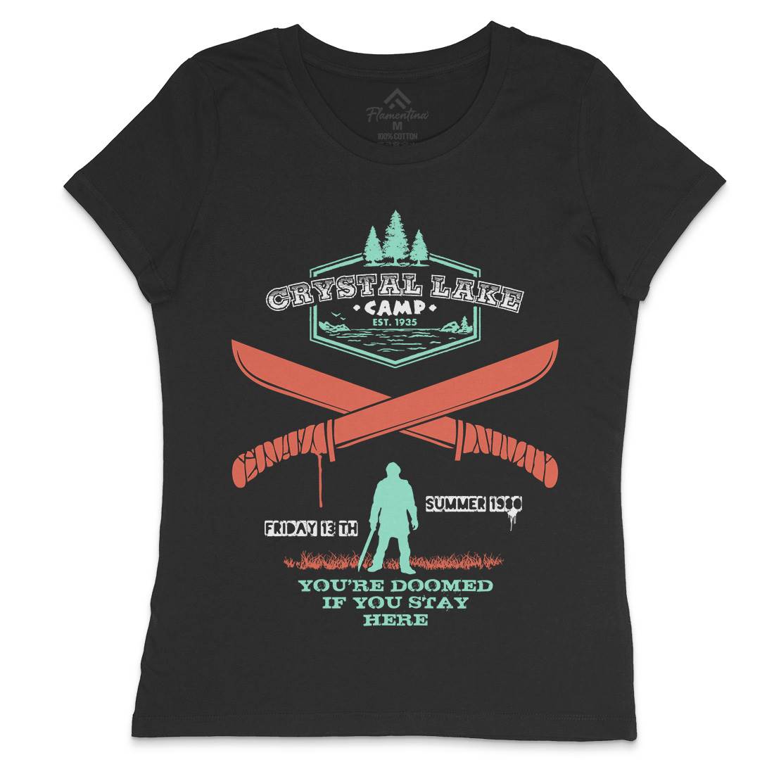 Camp Crystal Lake Womens Crew Neck T-Shirt Horror D423
