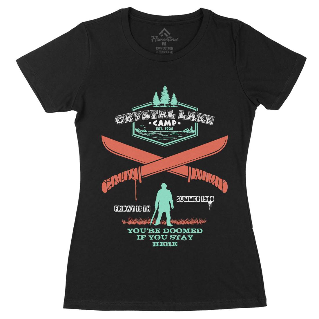 Camp Crystal Lake Womens Organic Crew Neck T-Shirt Horror D423