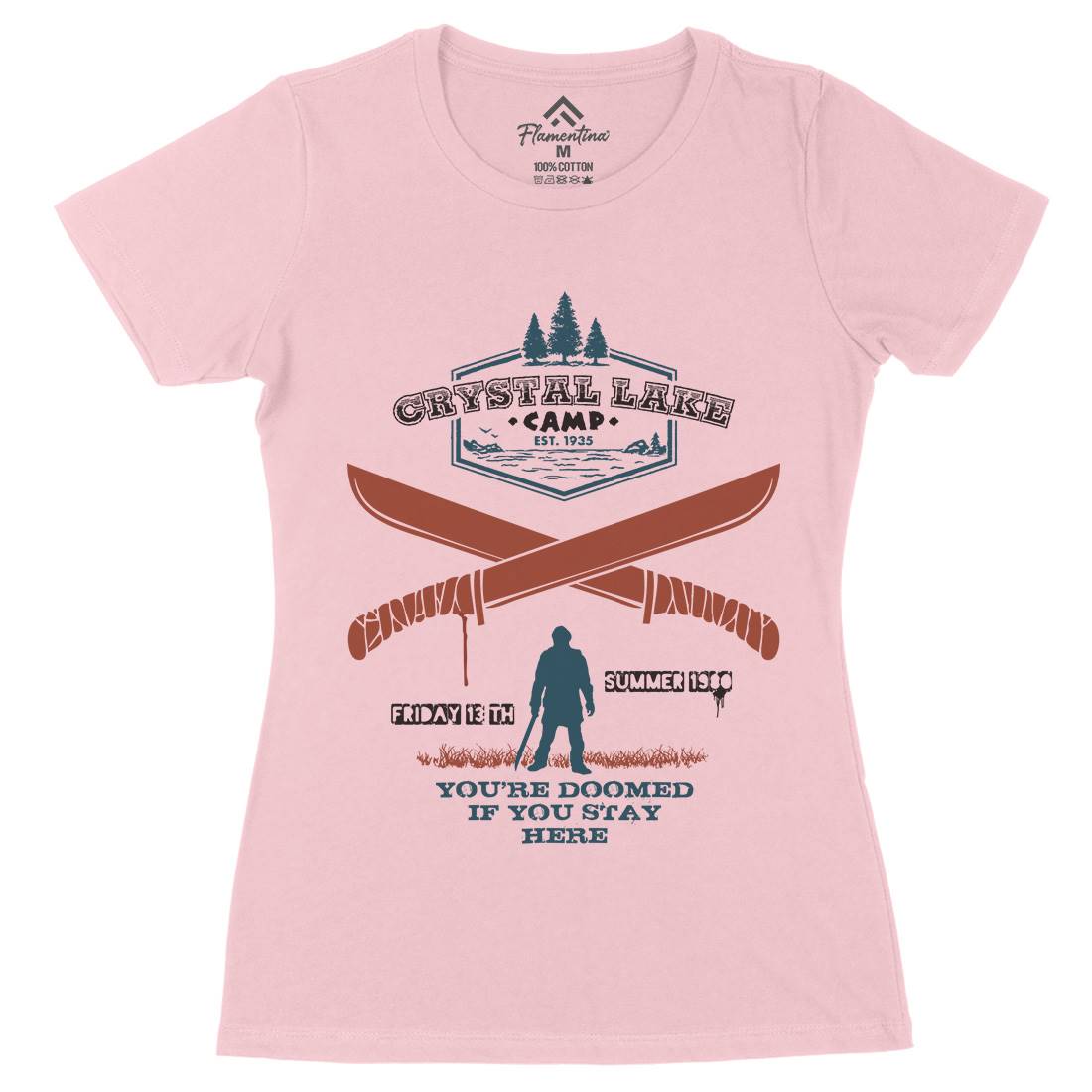 Camp Crystal Lake Womens Organic Crew Neck T-Shirt Horror D423