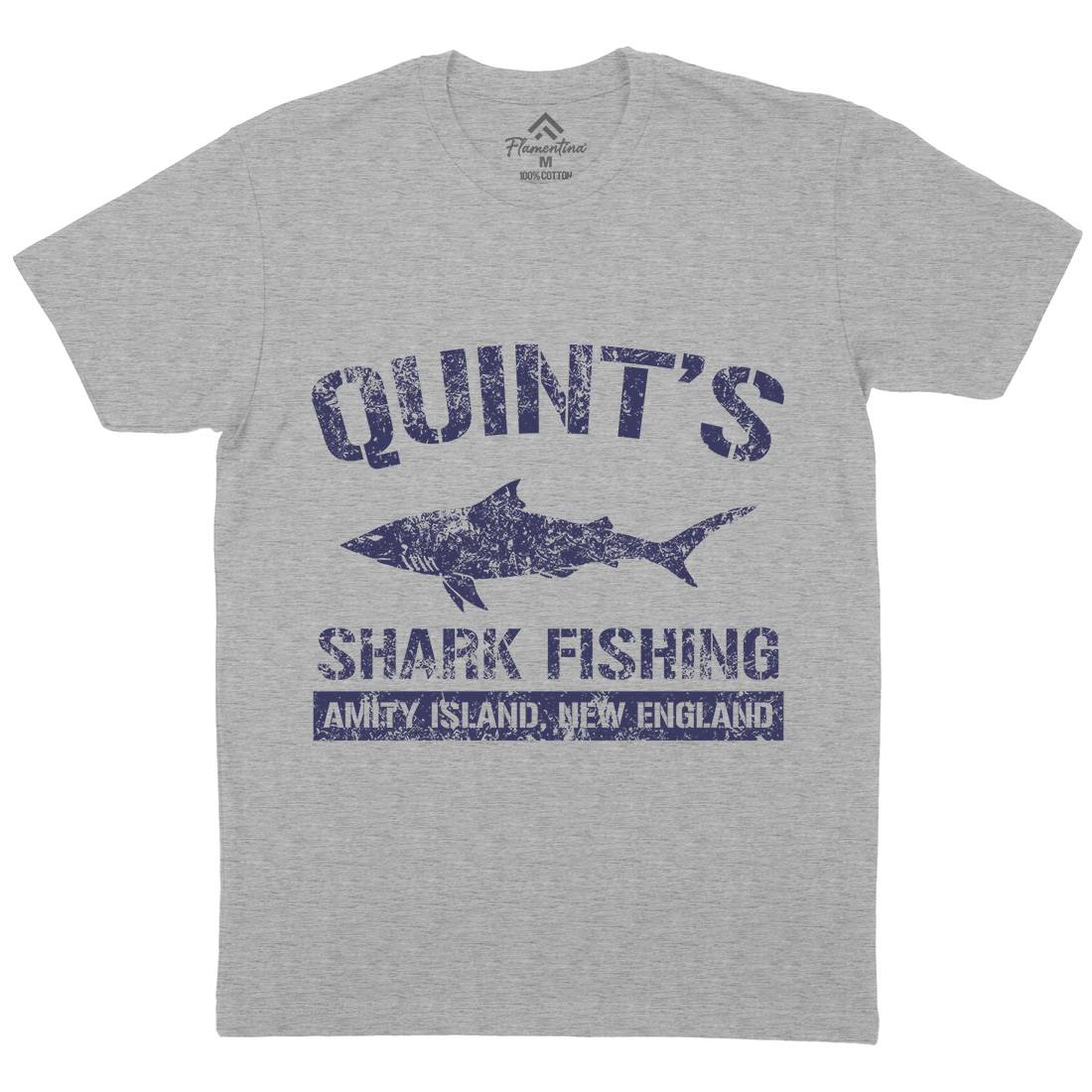 Quints Shark Mens Crew Neck T-Shirt Horror D424